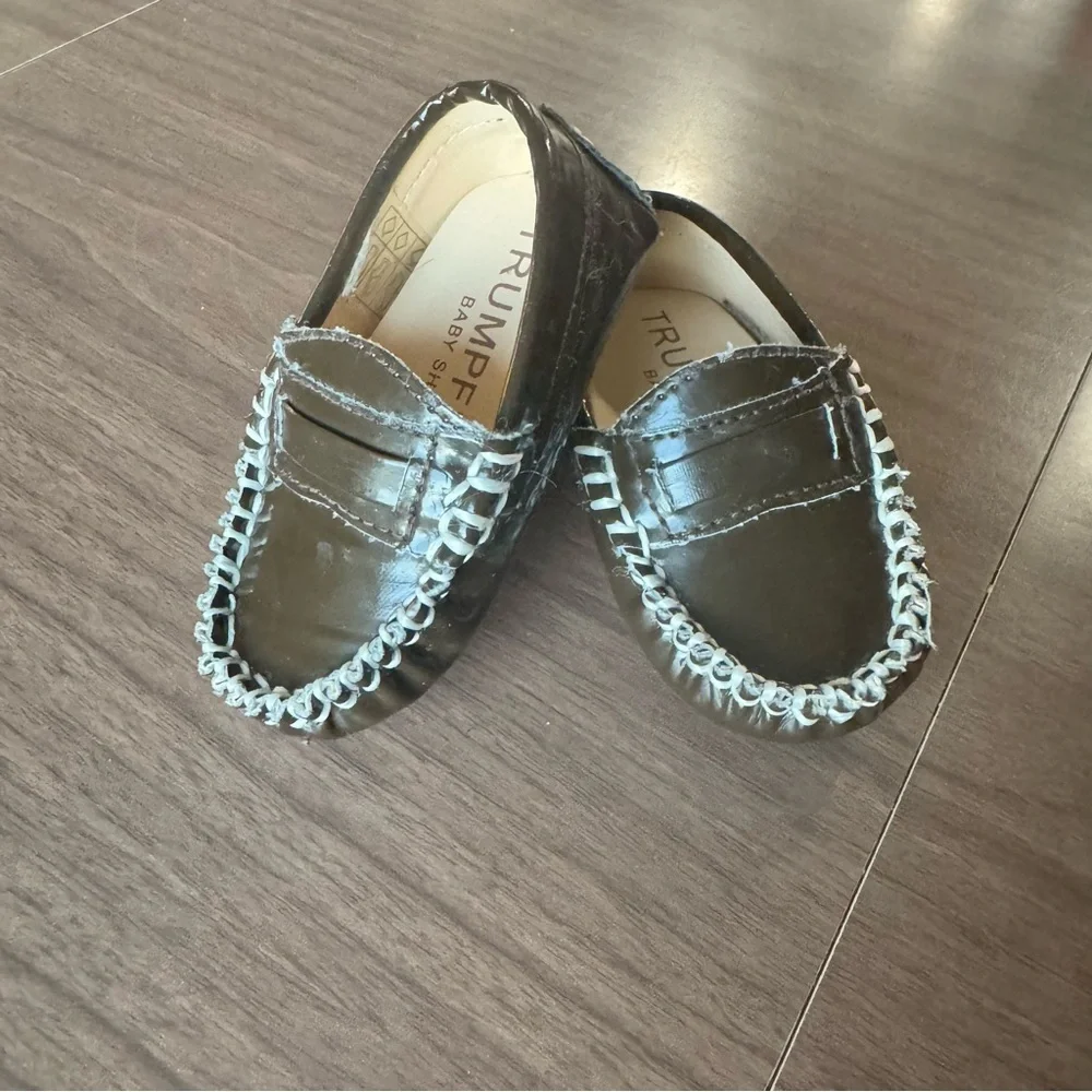 Trumpfit Infant Baby Brown‎ Patent Moccasins Shoes Loafers Size 0-6 Months